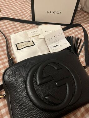 Gucci Black Soho Leather Disco Crossbody with Tassel